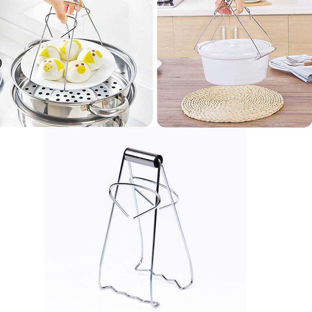Stainless Steel Foldable Hot Plate Gripper - Universal Kitchen Clamp Tong for Pots, Bowls & Dishes - Heat-Resistant Crockery Holder for Cooking, Serving & BBQ