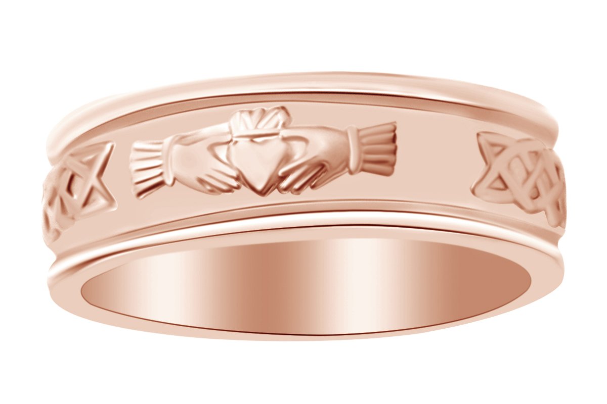 7mm Men's Claddagh Wedding Band Ring in 925 Sterling Silver - Irish Celtic Symbol of Love & Friendship - Perfect for Engagement, Anniversary & Couple Gifts