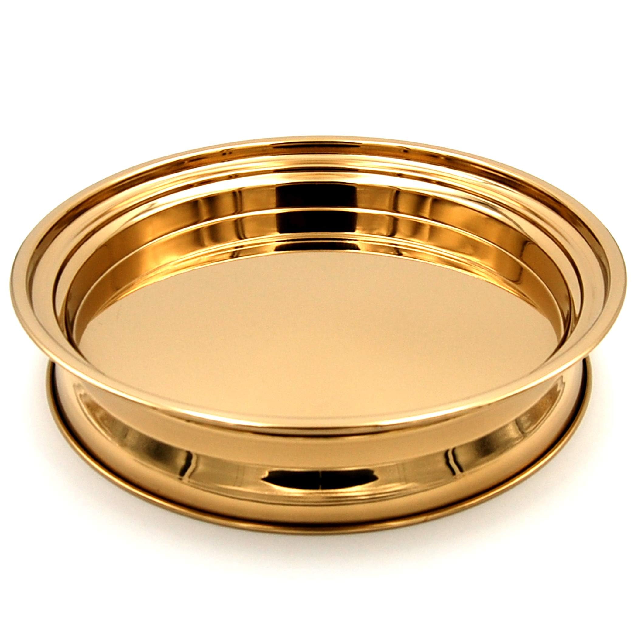 Stainless Steel Communion Tray with Bread Plate - Stackable Brass Tone Serving Tray for 33 Cups | Church Communion Supplies for Worship Services & Religious Ceremonies