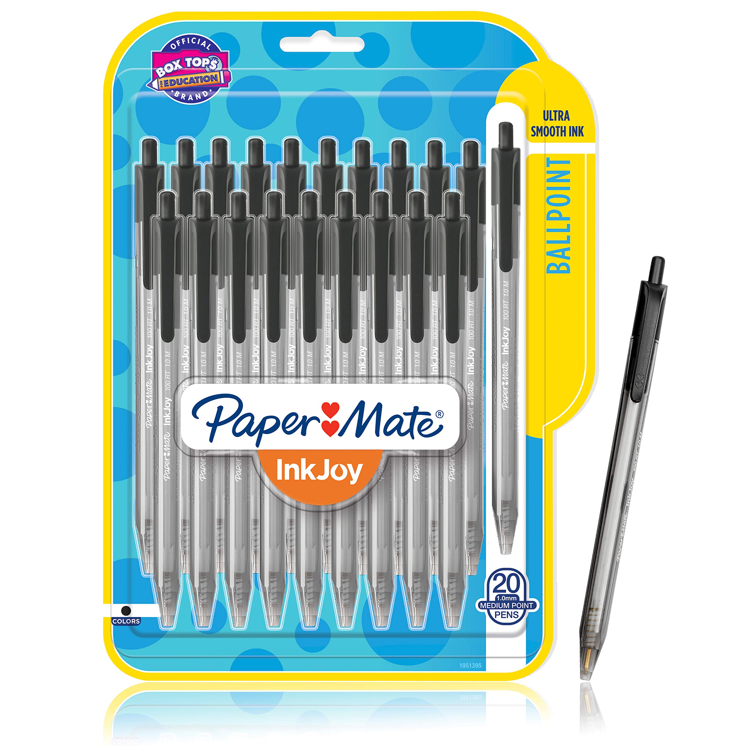 Paper Mate InkJoy 100RT Retractable Ballpoint Pens - Medium Point 1.0mm, Black Ink, 20-Pack - Perfect for Office, School & Note Taking