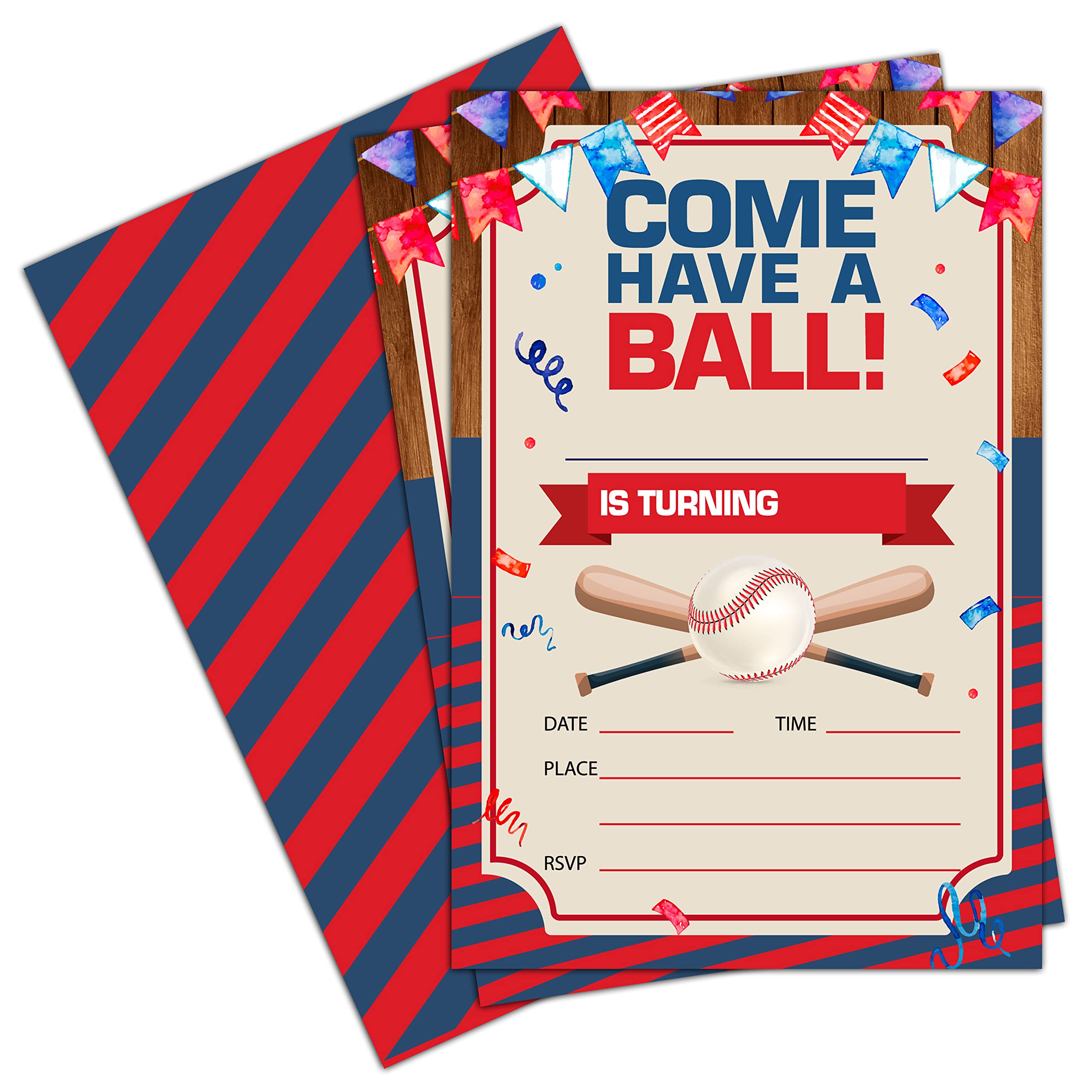 Baseball Birthday Party Invitations - 20 Premium Printed Cards with Envelopes for Kids & Teen Sports Themed Celebrations - Perfect for Little League, Team Parties & Baseball Fan Decorations