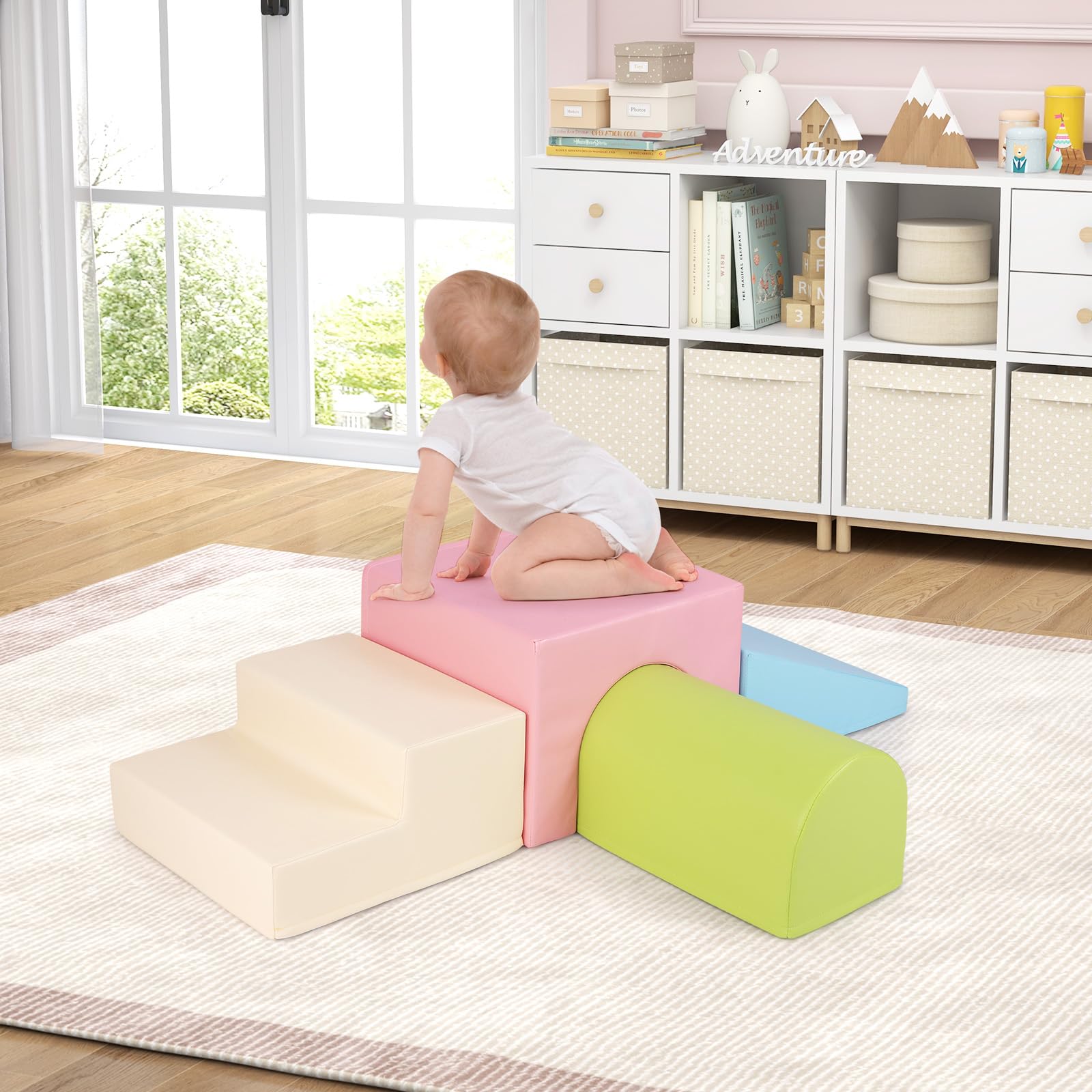 **HONEY JOY Soft Foam Climbing Blocks for Toddlers – Indoor Play Gym Set for Kids, Waterproof & Easy Clean Toddler Climbing Toys for Motor Skills Development – Perfect Gift for Boys & Girls (Pink) – Great for Playrooms, Daycares & Home Use**