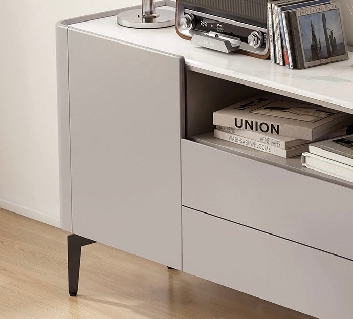 Solid Poplar Wood TV Stand with Slate Top - Modern Luxury Bedroom Furniture for Living Room & Home Entertainment Setup