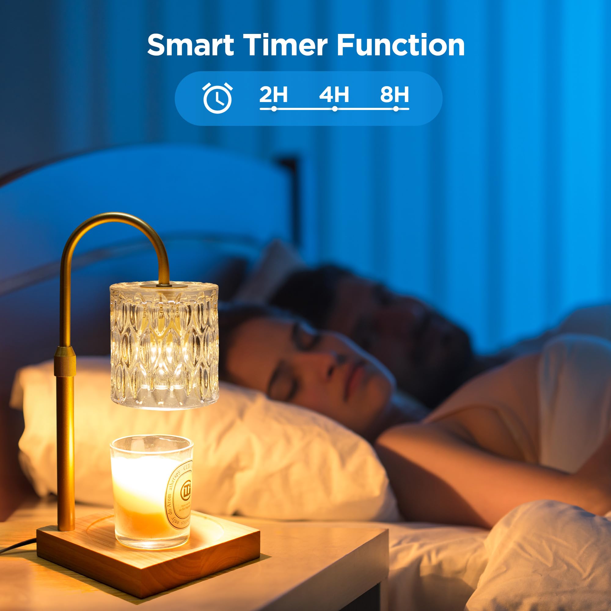 Electric Candle Warmer with Timer & Dimmer - Adjustable Height Lamp for Jar Candles, 2 Bulbs Included | Perfect for Home Decor, Bedroom Ambiance, Housewarming Gifts & Mother's Day Presents | Creates Cozy Atmosphere for Relaxation, Romantic Dinners & Holiday Decorations
