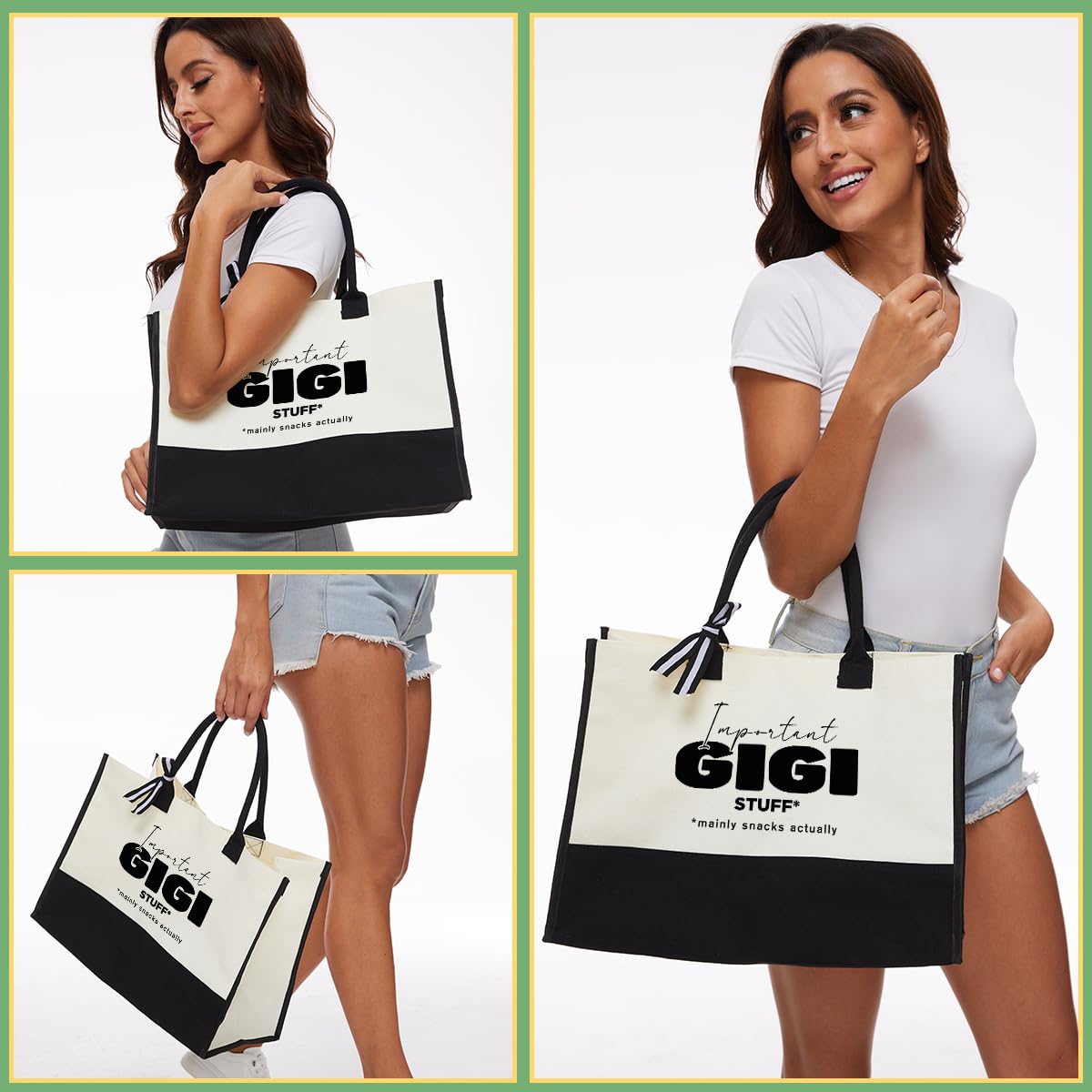 Gigi Canvas Tote Bag - Large Reusable Shopping Bag for Beach, Grocery & Daily Use - Perfect Gift for Women, Grandma, Mother, Nanny - Birthday, Mother's Day, Thank You Present - Durable & Stylish Carryall for Work, Travel & Errands