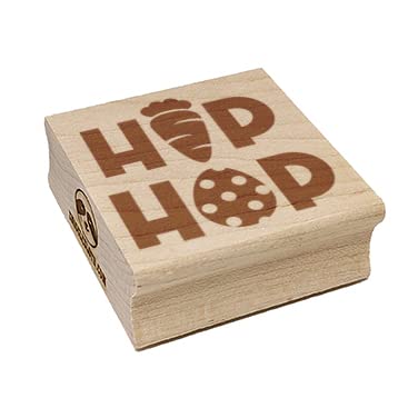 Easter Bunny Hip Hop Carrot & Egg Square Rubber Stamp - 1.25 Inch Small Craft Stamp for DIY Scrapbooking, Card Making, Gift Wrapping, and Easter Decorations