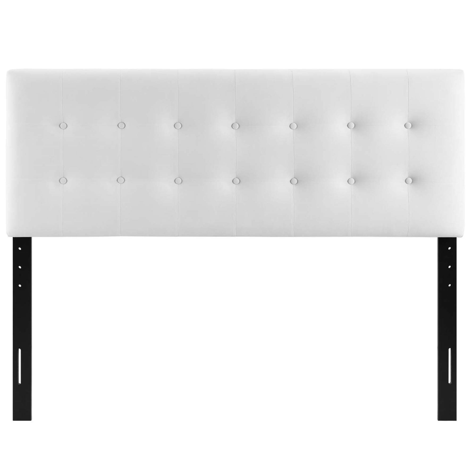 Emily Full Performance Velvet Biscuit Tufted Headboard - Elegant & Luxurious Upholstered Bed Frame | Stain-Resistant & Adjustable Height | Durable Comfort for Master Bedroom | White Velvet Headboard for Modern Bedroom Decor