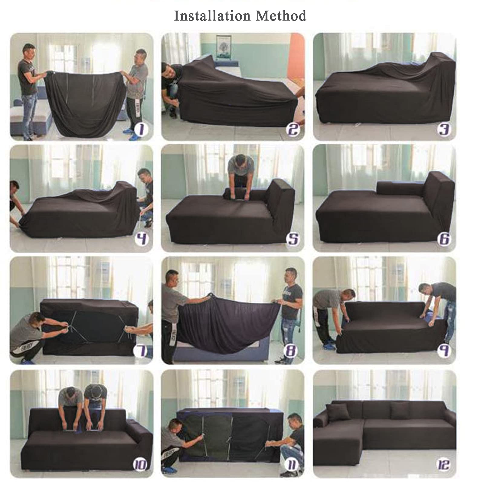 Stretch Sofa Slipcovers - Durable Elastic Couch Cover for 2/3/4 Seater Sofas | Anti-Slip Furniture Protector | Soft Thick Fabric for Pets & Kids | Large Size (Set of 2) in Gray | Perfect for Living Room, Family Room & Pet-Friendly Homes