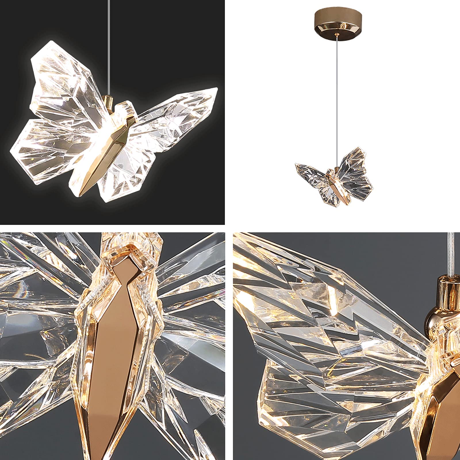 4W LED Chandelier Pendant Light - Adjustable Height Butterfly Ceiling Light for Bedroom, Living Room, Dining Hall | Energy Saving Modern Lighting Fixture for Home Decor, Wedding & Party Decoration