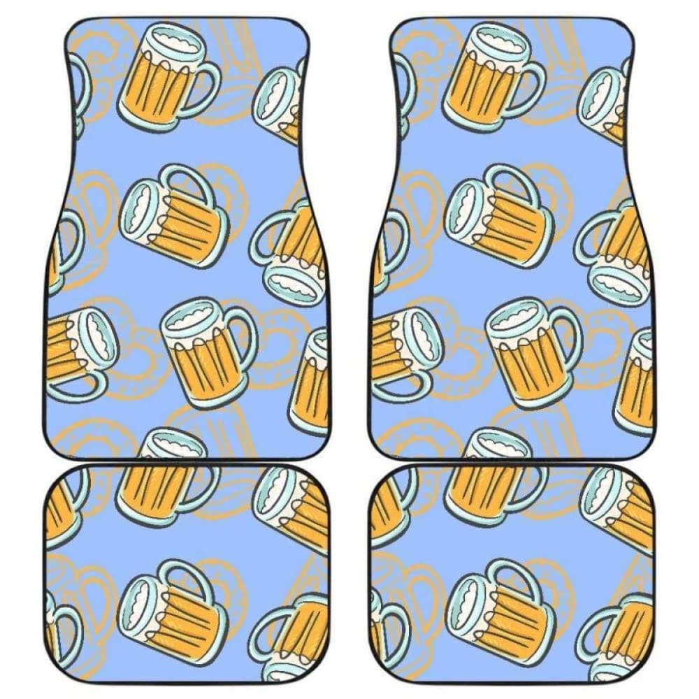 Beer Pattern Front and Back Car Mats - Non-Slip Custom Fit Floor Mats for Cars, Trucks, SUVs | Perfect for Beer Lovers, Tailgating, and Bar-Themed Vehicles