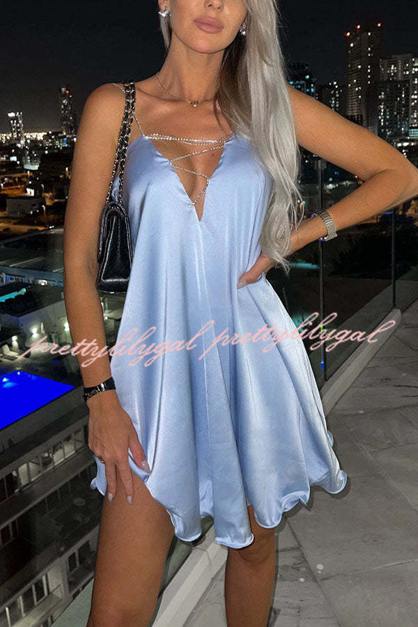Elegant Shiny Chain Party Mini Dress for Women - Sparkling Nightclub & Evening Gala Outfit
