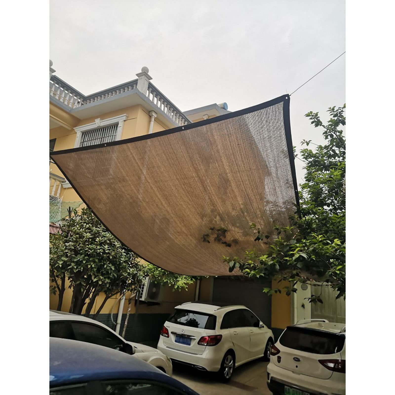 Brown Shade Netting 6x6m (19.7x19.7ft) - UV Resistant Sunblock Shade Cloth for Greenhouse, Balcony, Garden Plants & Outdoor Shade Sail with Reinforced Grommets | Perfect for Patio, Pool Cover, Carport & Backyard Sun Protection