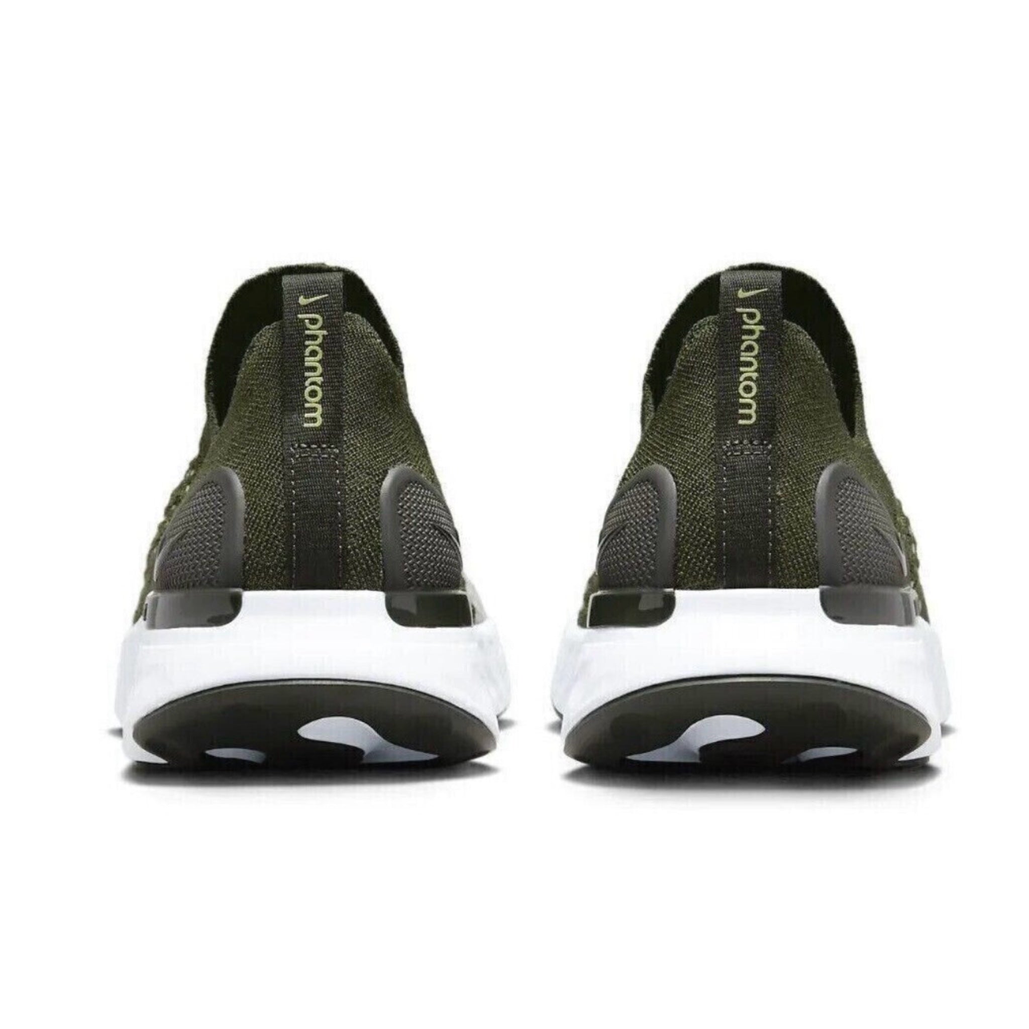 Nike React Phantom Run Flyknit 2 Running Shoes for Men - Rough Green/Sequoia/Enamel Green/Yellow Strike - Lightweight Cushioned Sneakers for Jogging, Training & Gym Workouts