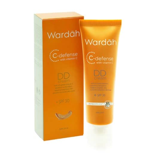 Wardah C-Defense DD Cream with Vitamin C (Light) 20ml - SPF Sunscreen & Brightening Face Makeup for Radiant Skin | Perfect for Daily UV Protection & Natural Glow Makeup Look