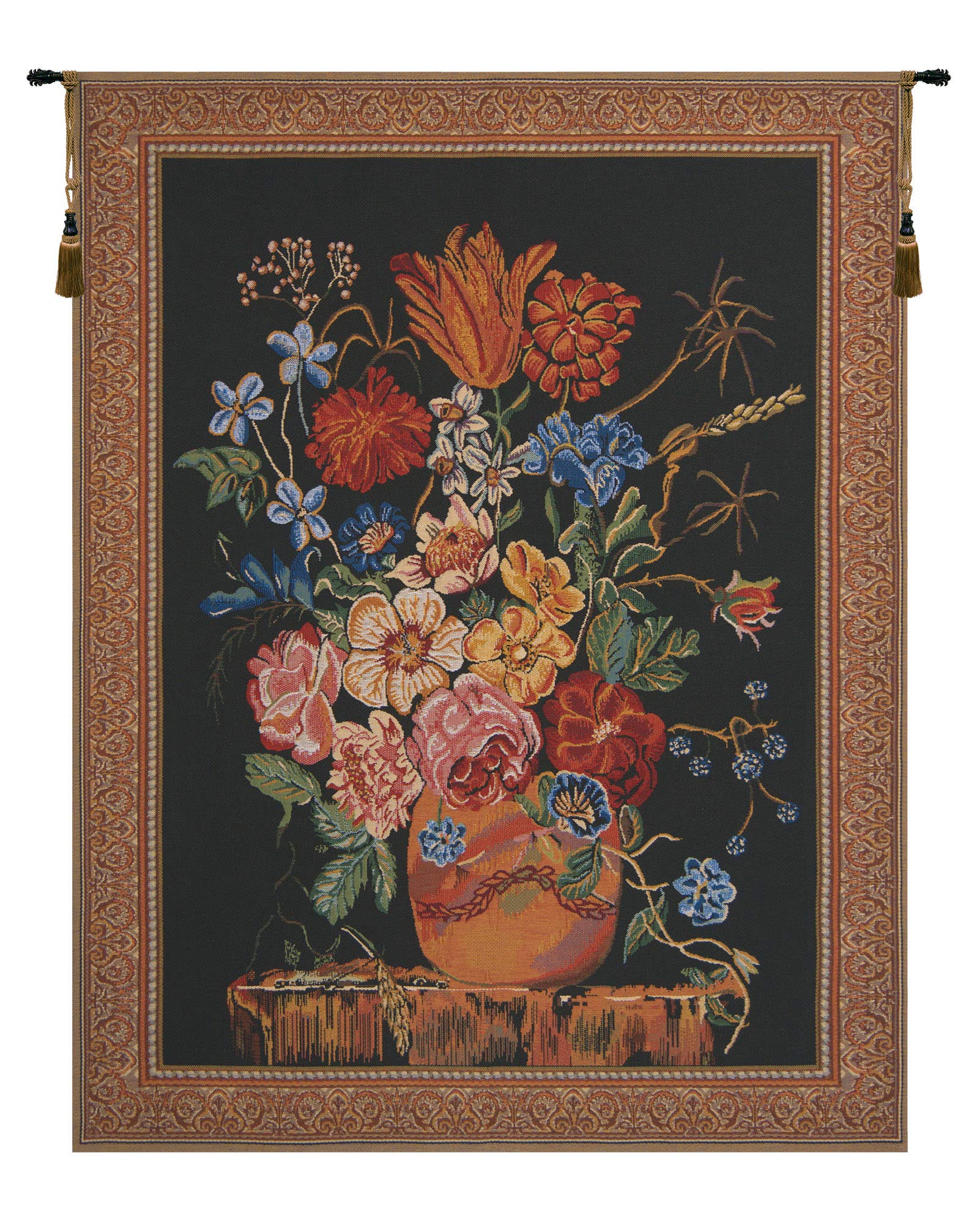 Charlotte Home Furnishings Verendael Terra Cotta Belgian Tapestry Wall Hanging - 42x33 Inch Viscose Cotton Polyester Blend Wall Art Decor for Living Room, Bedroom & Office