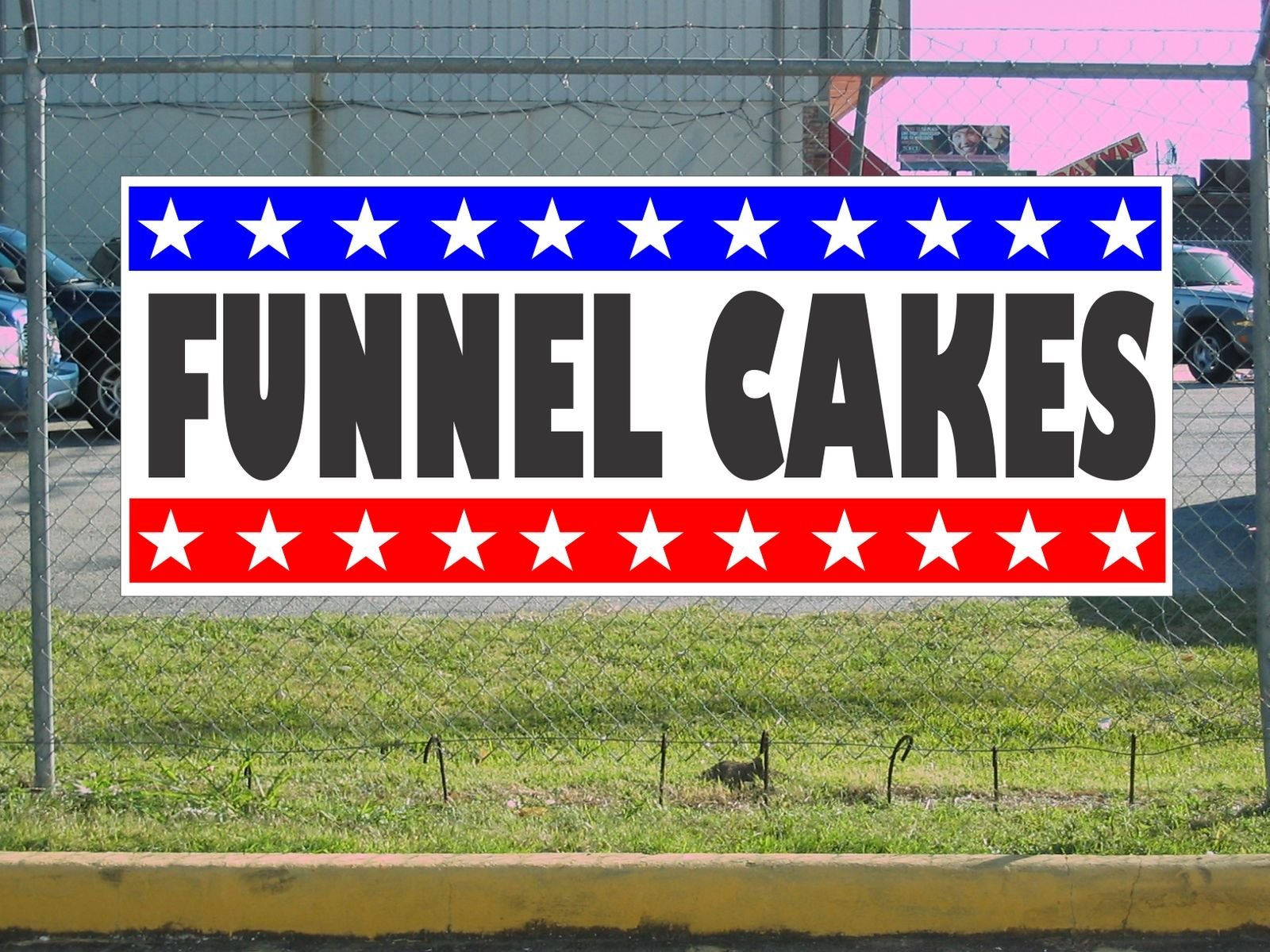 Premium Funnel Cakes 2x5 Feet American Flag Stars & Stripes Banner Sign - Perfect for 4th of July, State Fairs, Carnivals, and Patriotic Events