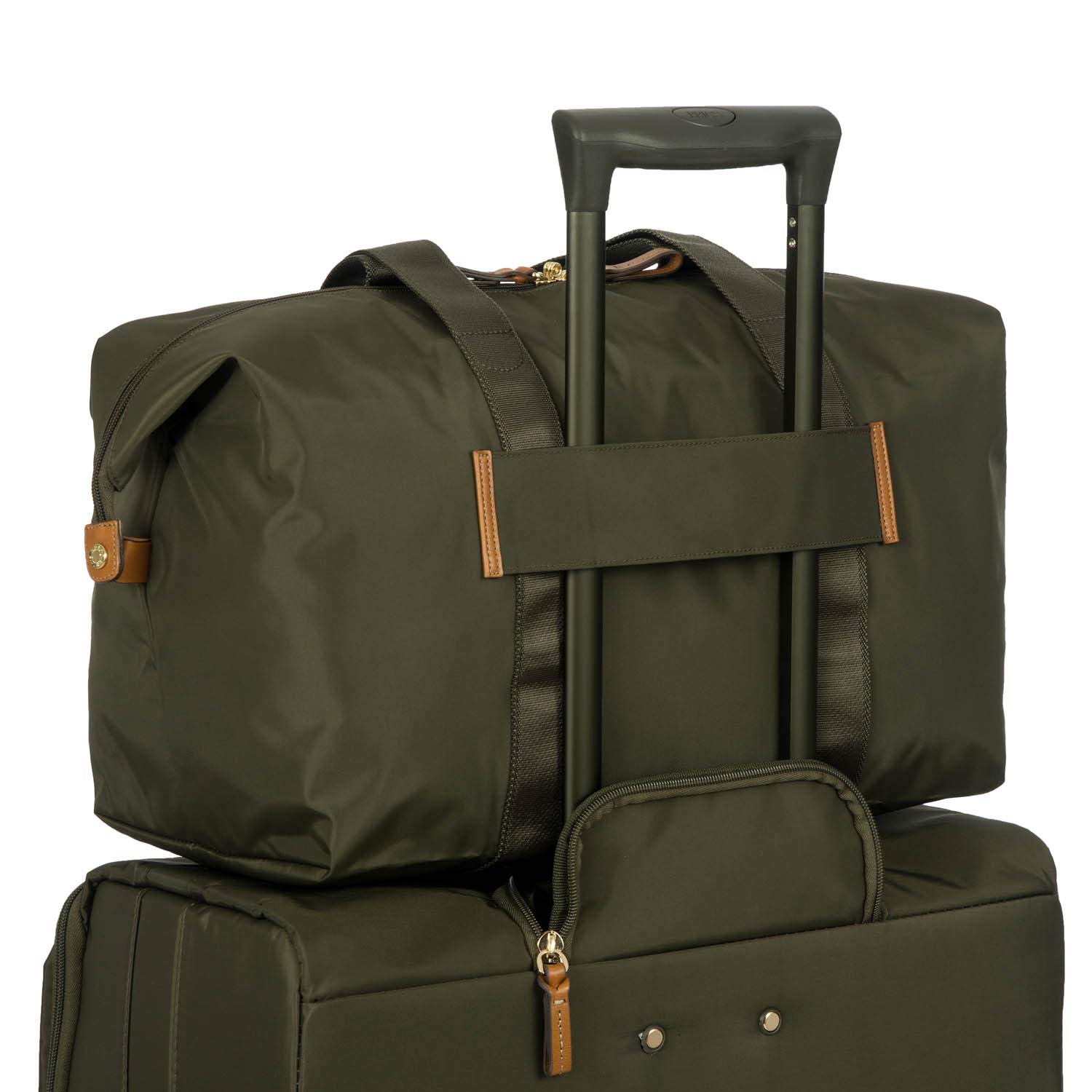 Bric's X-Bag X-Travel 2.0 Foldable Duffle Bag - 18 Inch Carry On Luggage & Overnight Travel Bag in Olive Green - Perfect for Airplane Trips, Weekend Getaways & Gym Use