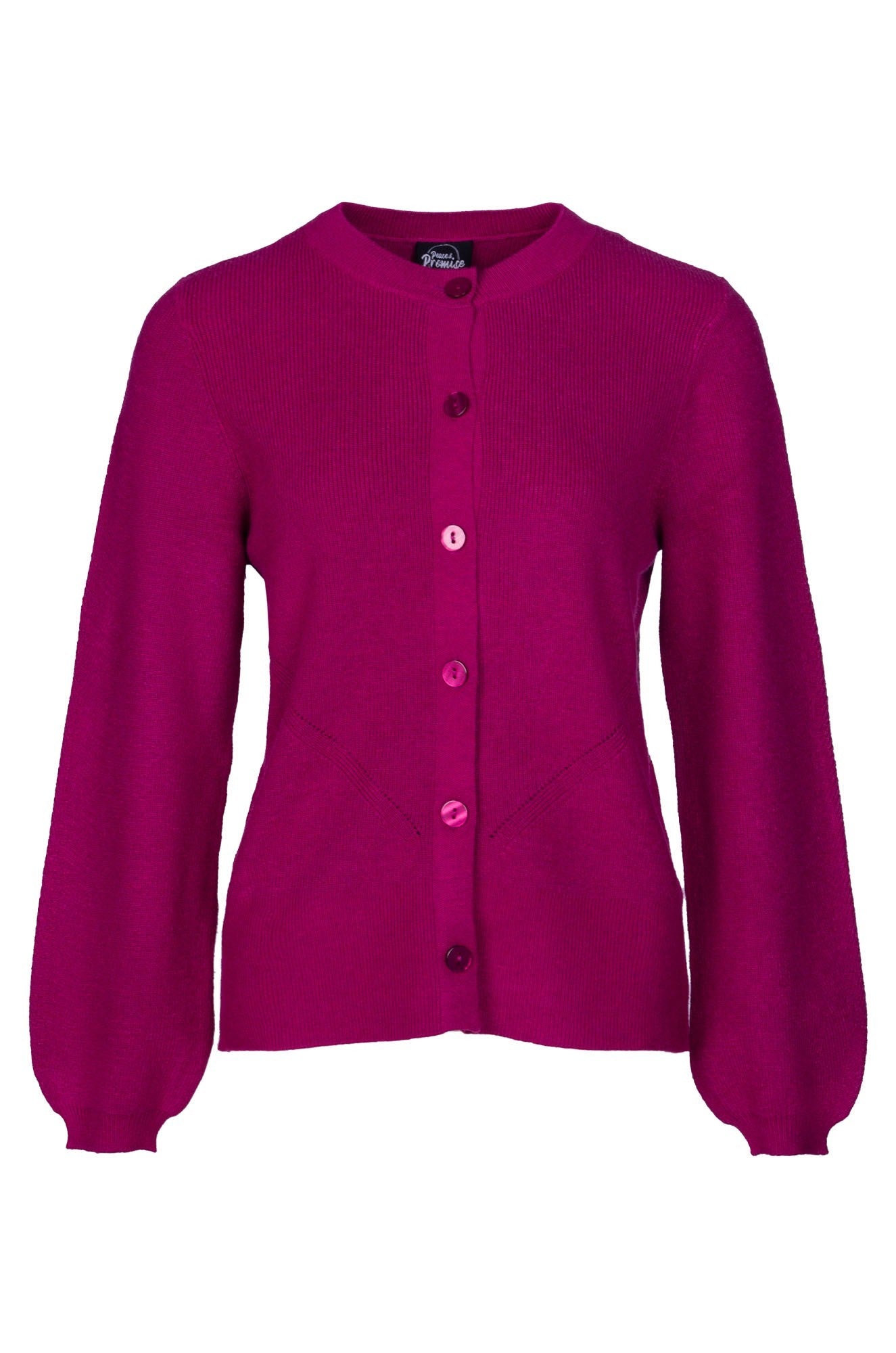 Luxury Knitwear Cardigan for Women - Soft Raspberry Marle Color - Cozy Winter Sweater for Office, Lounge & Casual Outings