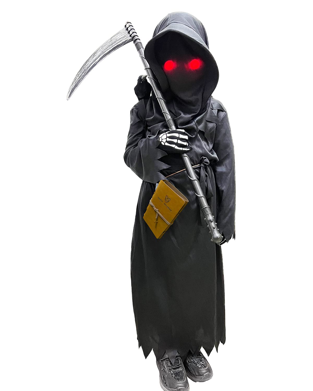 Grim Reaper Costume for Boys - Scary Halloween Outfit Kids Set with Scythe | Ghost Cosplay Costume for Halloween Party & Trick or Treat | Perfect Halloween Gift for Boys