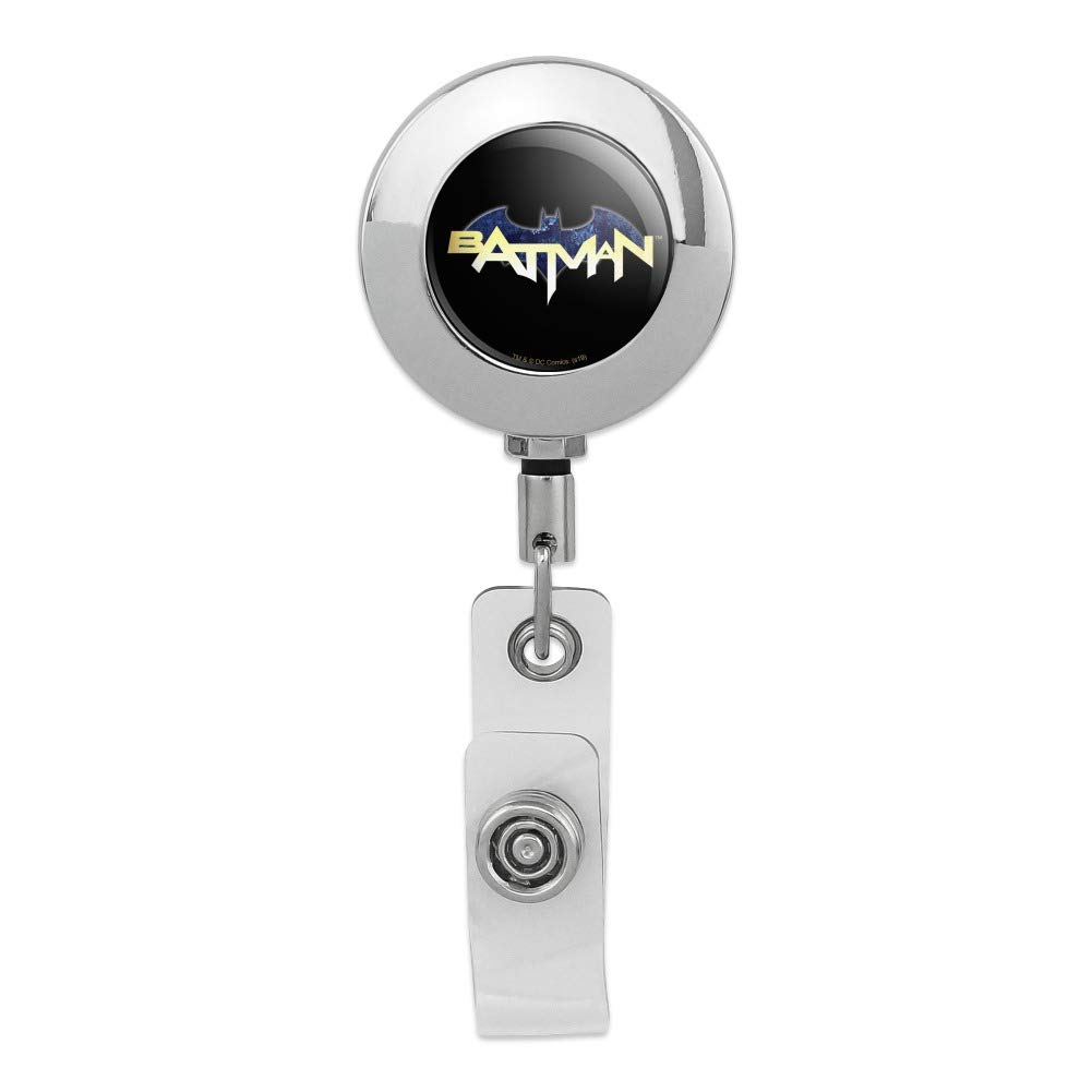 Batman Logo Retractable ID Badge Holder - Premium Metal Chrome Clip for Work Security & Cosplay | Office, Comic Con & Halloween Accessories