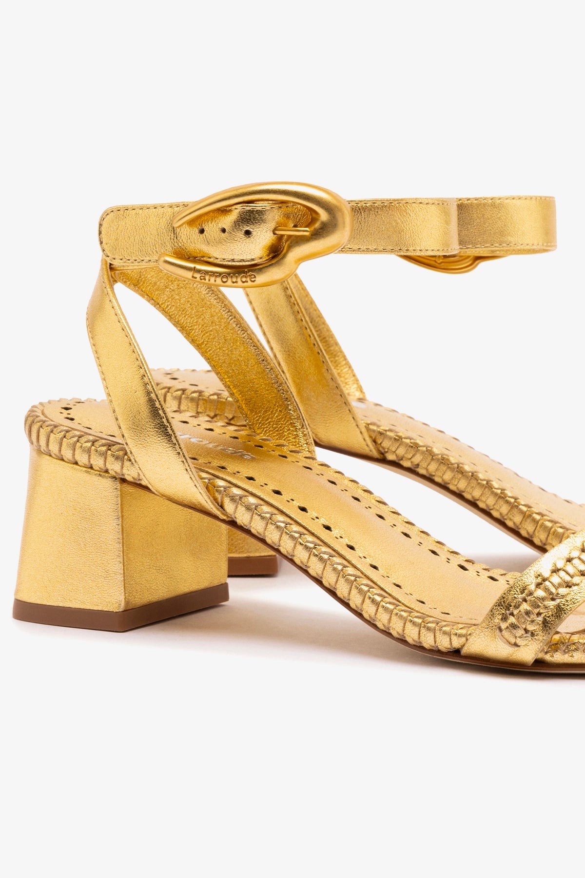 Verona Block Heel Sandals in Gold Metallic Leather - Women's Comfortable Dressy Summer Shoes for Weddings, Parties & Beach Vacations