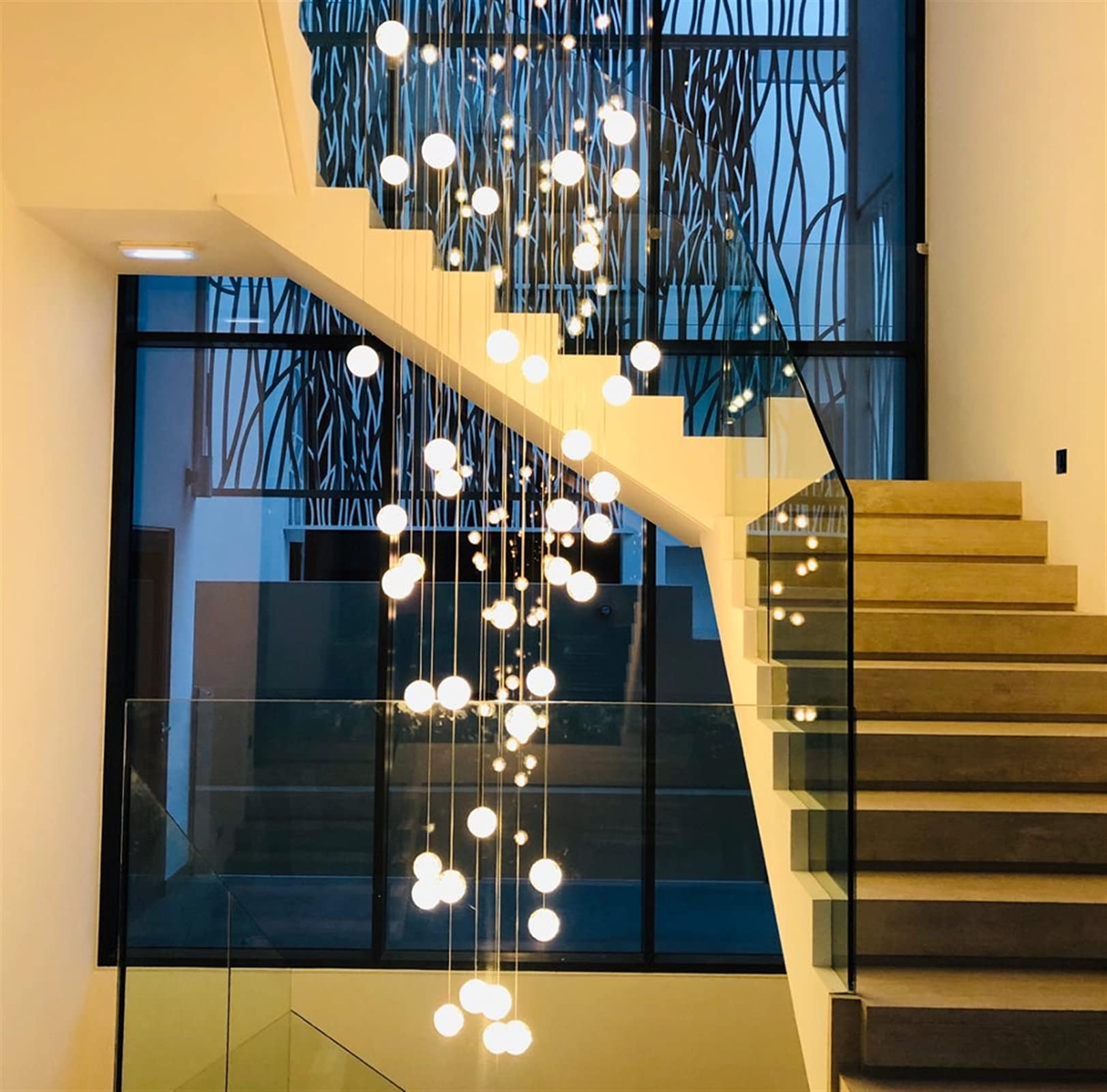 Crystal Ball Chandelier - Modern Bubble Glass Pendant Light with 36 Warm White LED Balls (0-5W) | Elegant Ceiling Lighting for Living Room, Dining Room, Staircase, Villa & Restaurant Decor