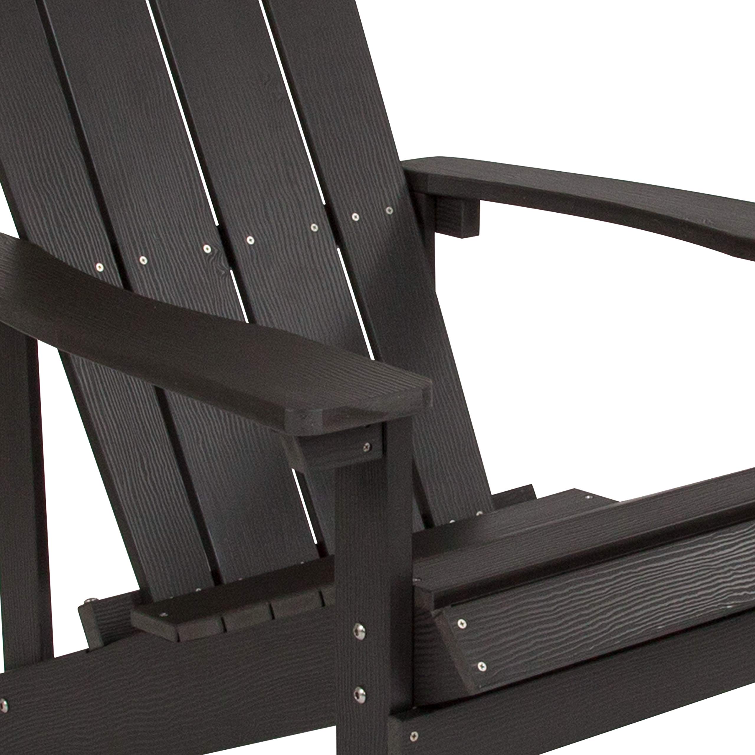 Flash Furniture Charlestown Commercial Grade Indoor/Outdoor Adirondack Chair - Weather Resistant Durable Poly Resin Deck & Patio Seating in Slate Gray - Perfect for Backyards, Poolside Lounging & Beach Houses