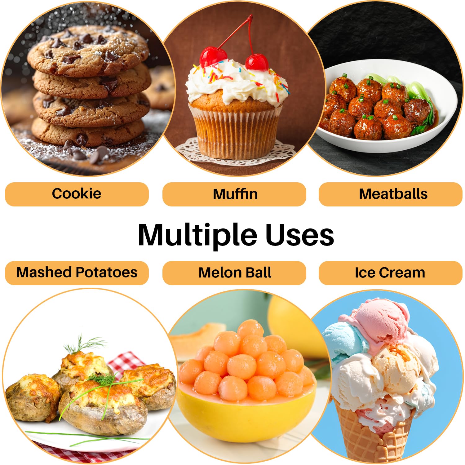 Mini Cookie Scoop - 1 Tsp/Teaspoon Dough Scoop, Melon Baller & Ice Cream Scoop with Ergonomic Non-Slip Handle for Baking Cookies, Fruit Balls, Ice Cream & Meatballs | Perfect for Home Baking, Dessert Making & Food Prep