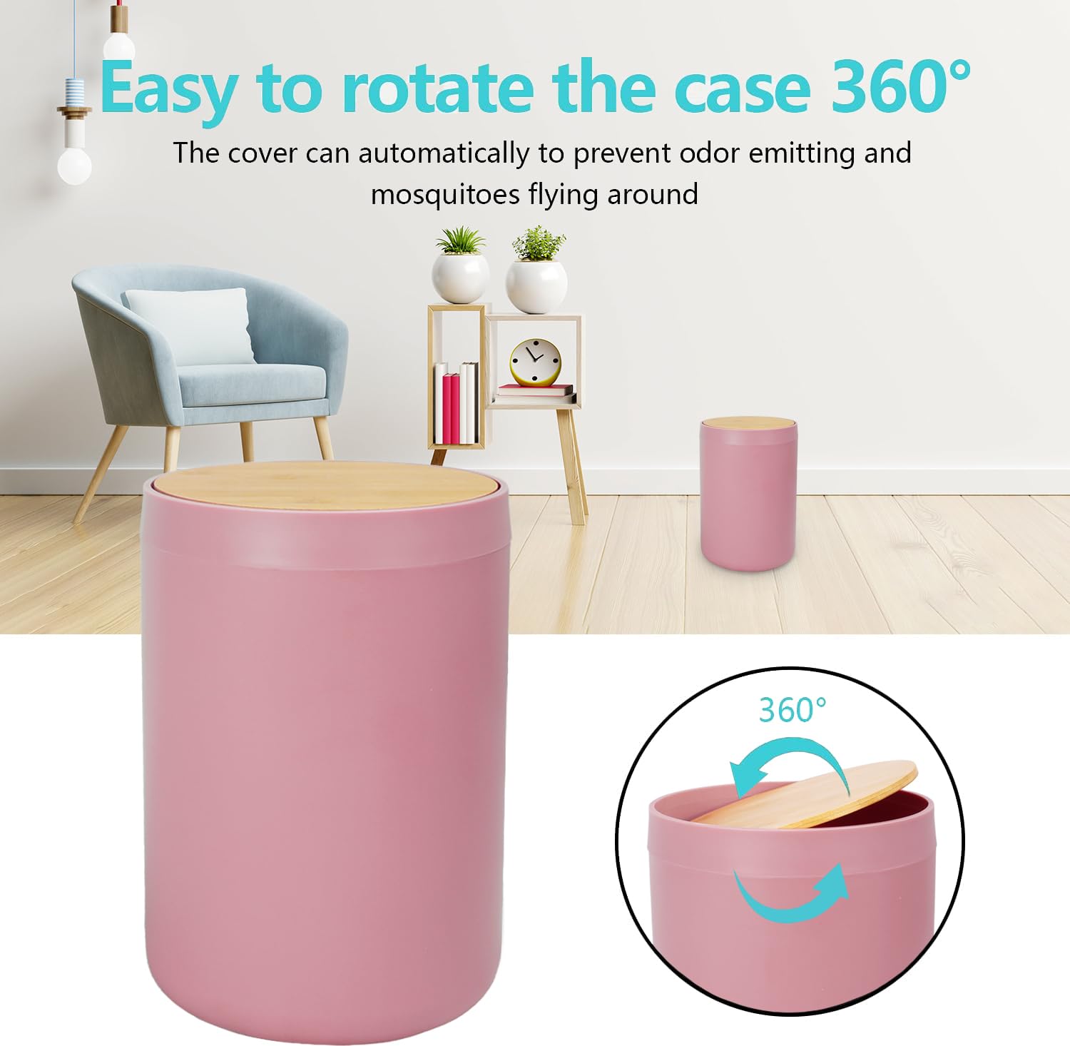 CERBIOR 6-Piece Bamboo Bathroom Accessories Set - Includes Soap Dispenser, Toothbrush Holder, Cup & Soap Dish - Modern Pink Bath Decor for Countertop - Perfect Housewarming Gift for Home & Apartment Decor