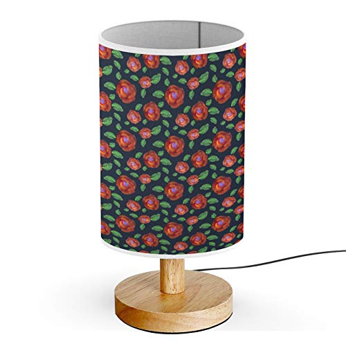 ARTSYLAMP - Wooden Base Decorative Desk & Bedside Lamp with Watercolor Floral Design - Perfect for Home Office, Bedroom Nightstand, and Living Room Accent Lighting