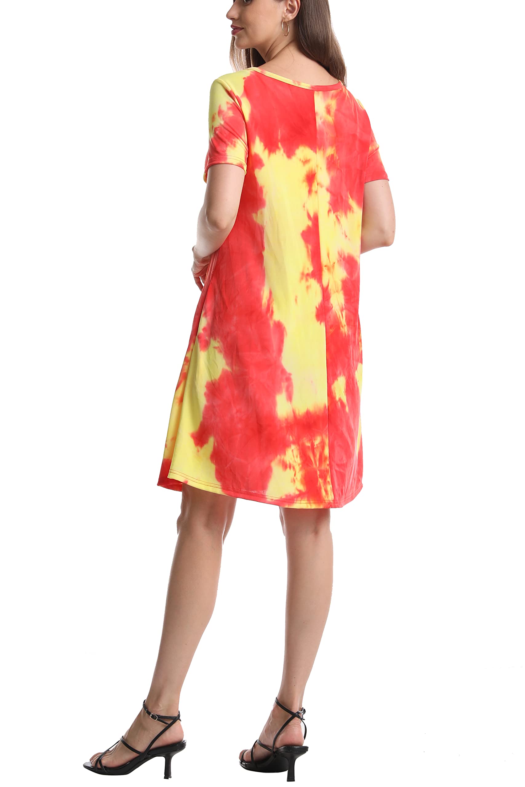 Women's Casual Short Sleeve Crewneck Swing T-Shirt Dress with Pockets - Comfortable Summer Dress for Outfits, Beach, Travel & Everyday Wear