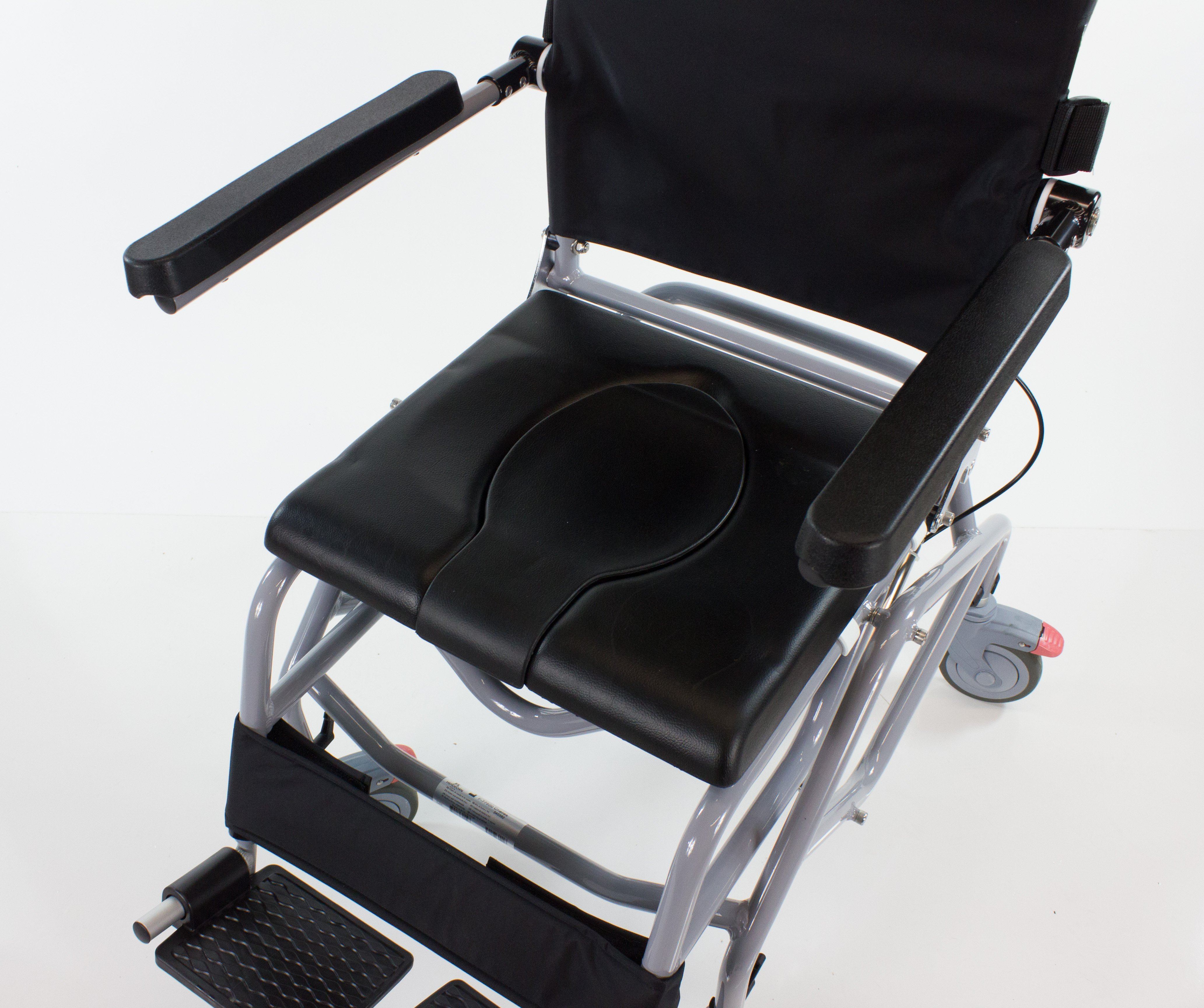 Professional Tilt In Space Reclining Shower Commode Chair with Padded Seat - Ideal for Elderly Care, Post-Surgery Recovery & Home Bathroom Safety