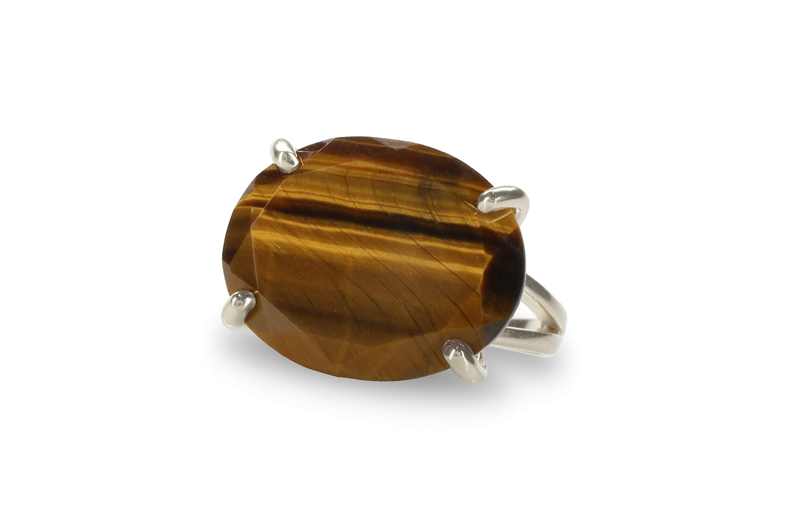 14k Gold Tiger Eye Ring for Women - Handcrafted Elegant Designer Jewelry - Natural Crystal Statement Ring - Adjustable Size for Perfect Fit - Ideal for Everyday Wear, Office & Special Occasions