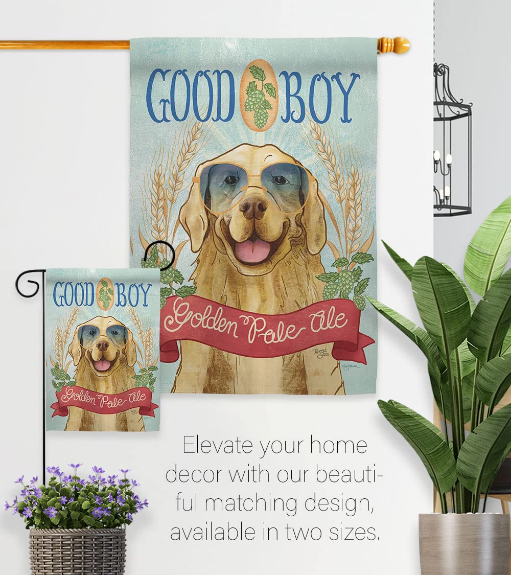 Golden Pale Ale Garden Flag Set - Dog & Puppy Design for Yard Decor