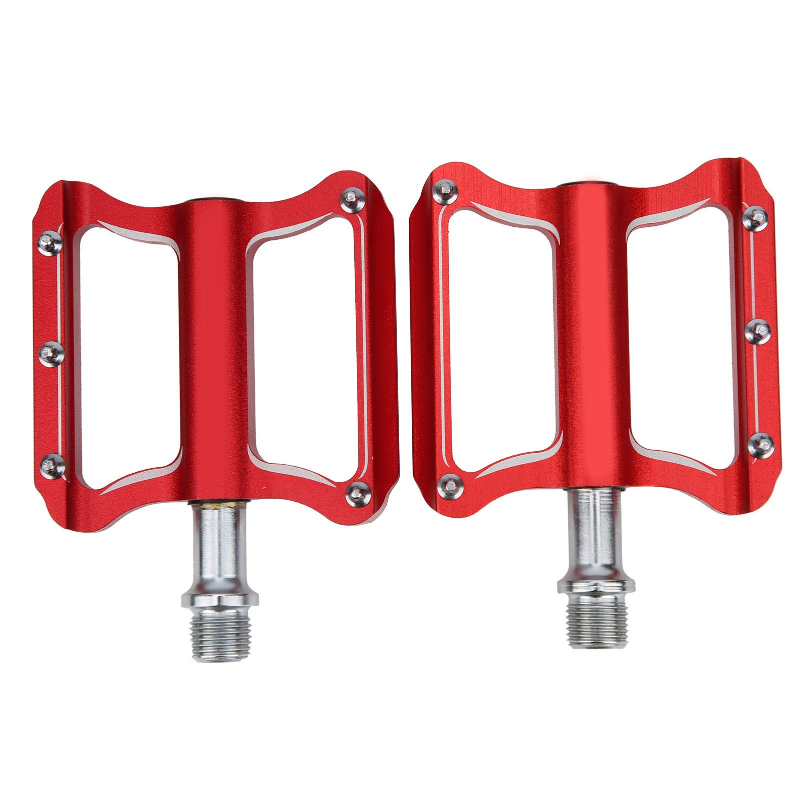 Lightweight Bike Pedals with Nails - High Strength Aluminum Alloy Bearing Pedals for Cyclists - Red - Perfect for Mountain Biking, Road Cycling & Commuting