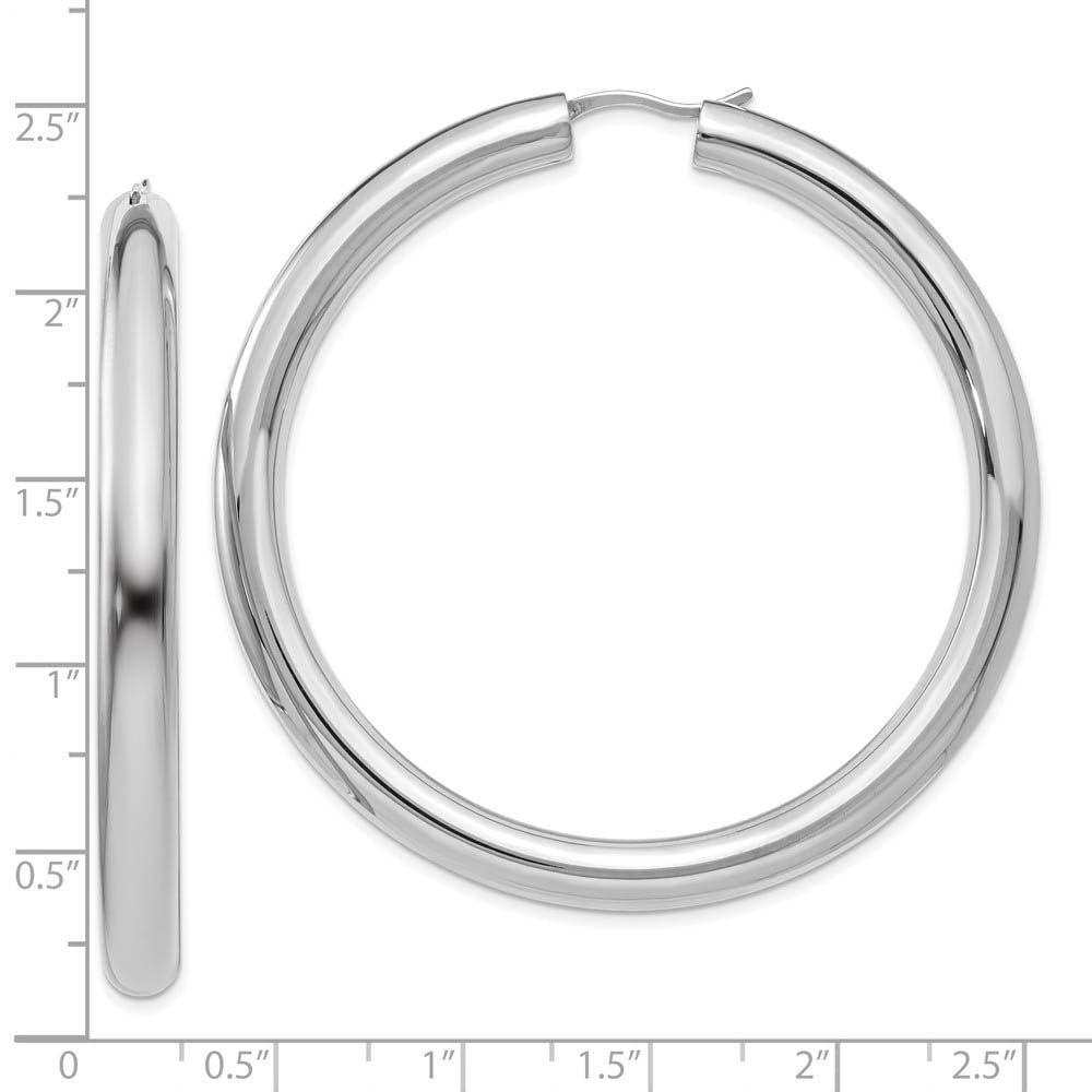 Sterling Silver 5mm Round Tube Hoop Earrings - 55mm (2 1/8 inch) Black Bow Dangle Earrings for Women | Perfect for Parties, Weddings & Everyday Wear