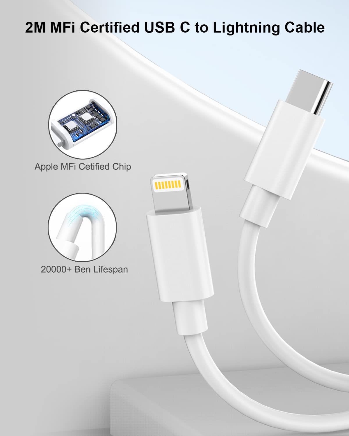 Apple MFi Certified 20W USB C Fast Charger Plug with 2M Cable - UK Type C Power Adapter for iPhone 14/13/12 Pro Max/Mini/11/XR/X/8 & iPad - Perfect for Travel, Home & Office Charging
