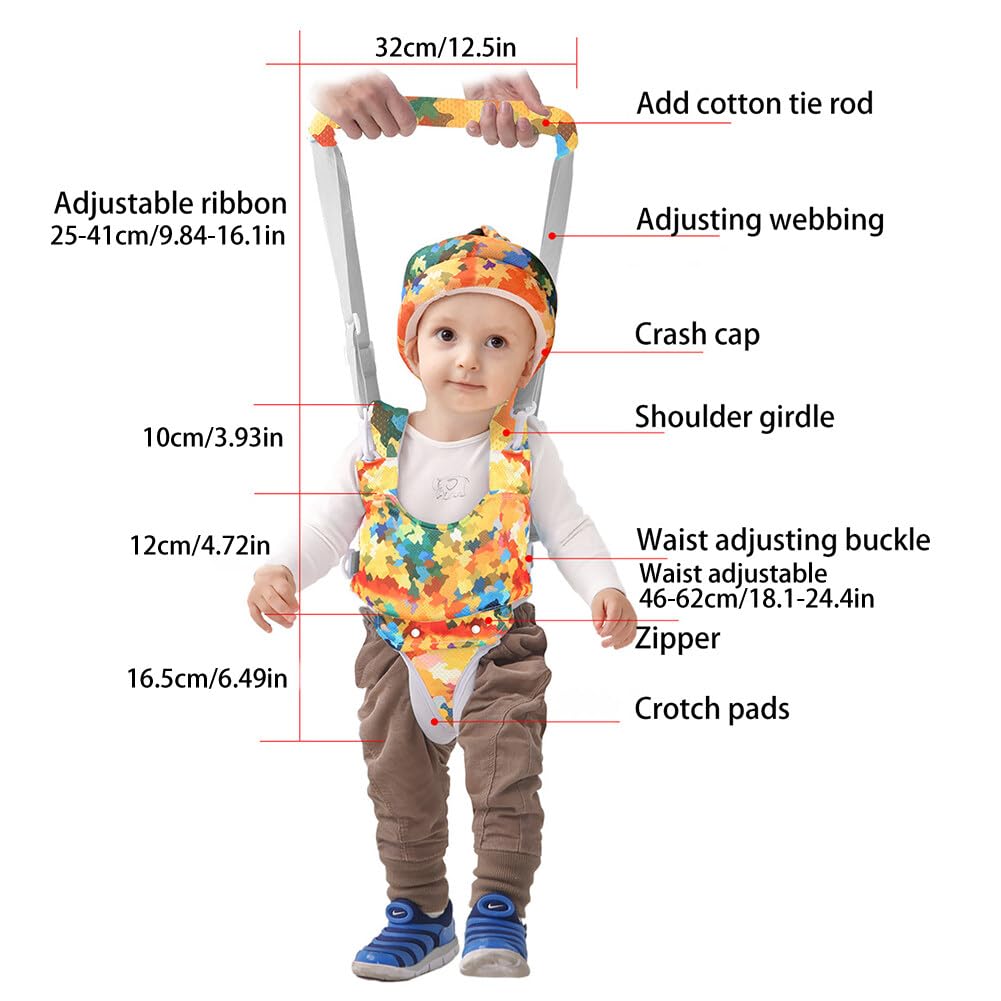 **Baby Walking Harness & Toddler Safety Helmet Set - Adjustable Infant Walker Assistant Belt with Colorful Prints - Perfect for Learning to Walk, Outdoor Adventures & Park Play**