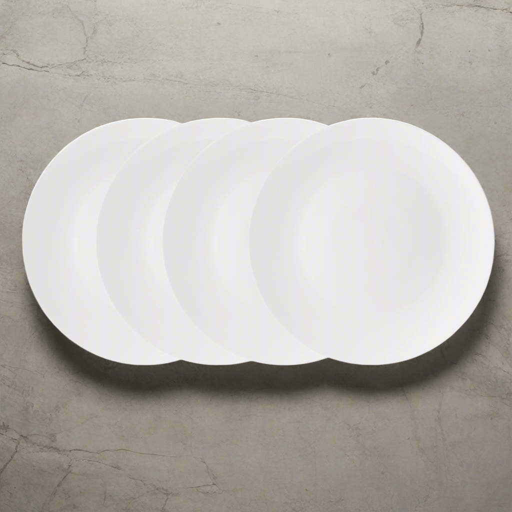 Macie Set of 4 Elegant Porcelain Dinner Plates - 10.5 Inch Round Plates for Formal Dining, Everyday Meals & Entertaining - Dishwasher & Microwave Safe