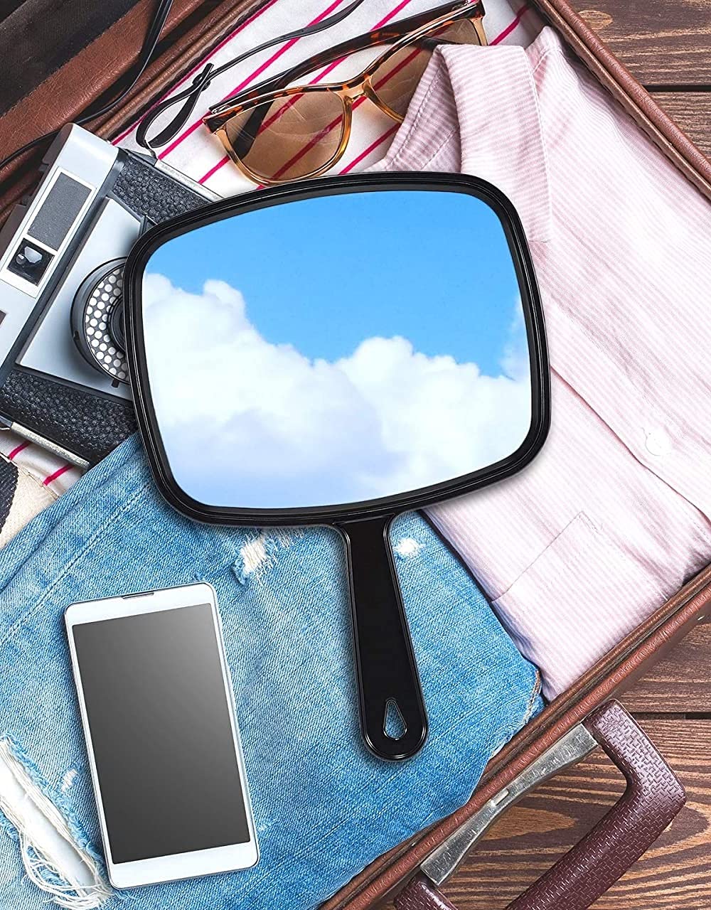 Professional Handheld Mirror for Salon & Barbers - Black Hairdressing Paddle Mirror - Perfect for Styling, Cutting & Hair Care at Home or Salon
