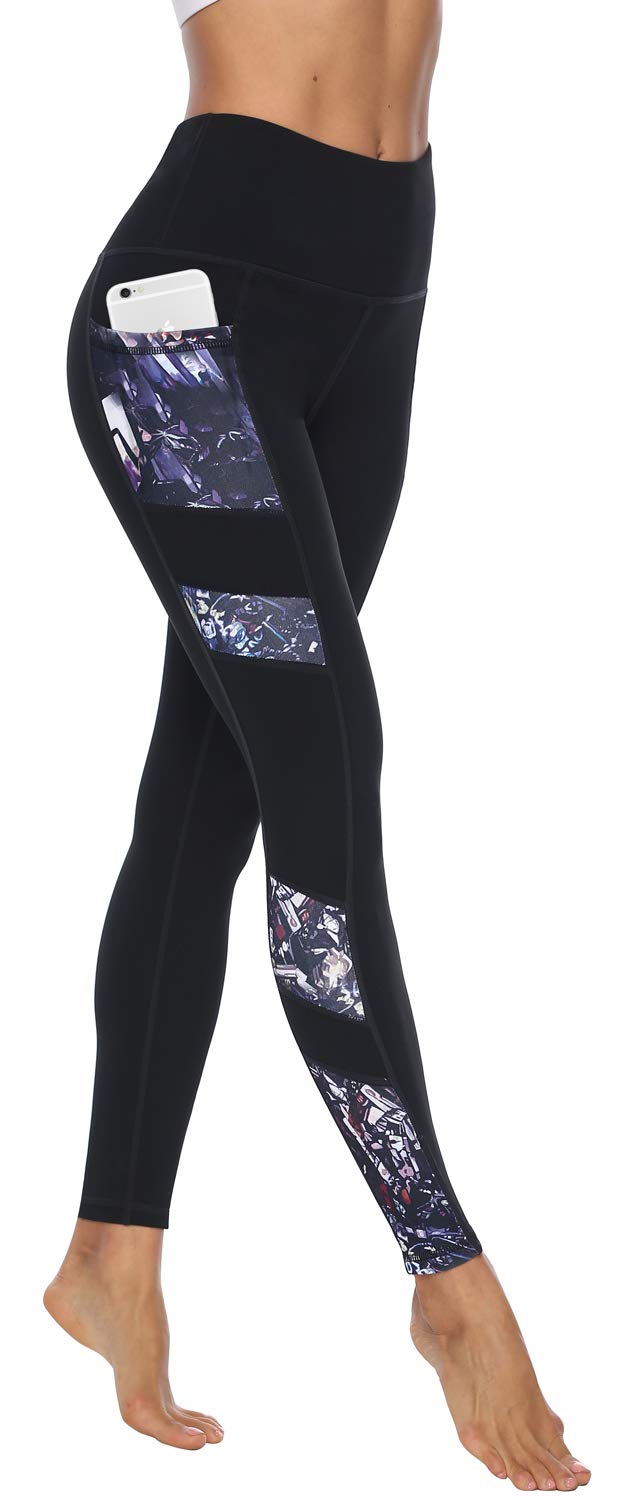 Women's High Waist Yoga Pants with Pockets - Non See-Through Tummy Control 4-Way Stretch Leggings for Workout & Lounge | Comfortable Printed Athletic Pants for Yoga, Gym, Running and Everyday Wear