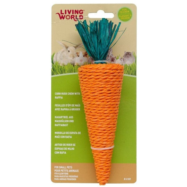Living World Nibblers Carrot Corn Husk Chew Toy for Small Pets - Natural Rabbit, Guinea Pig & Hamster Chew Treat - Promotes Dental Health - Perfect for Cage Enrichment & Playtime