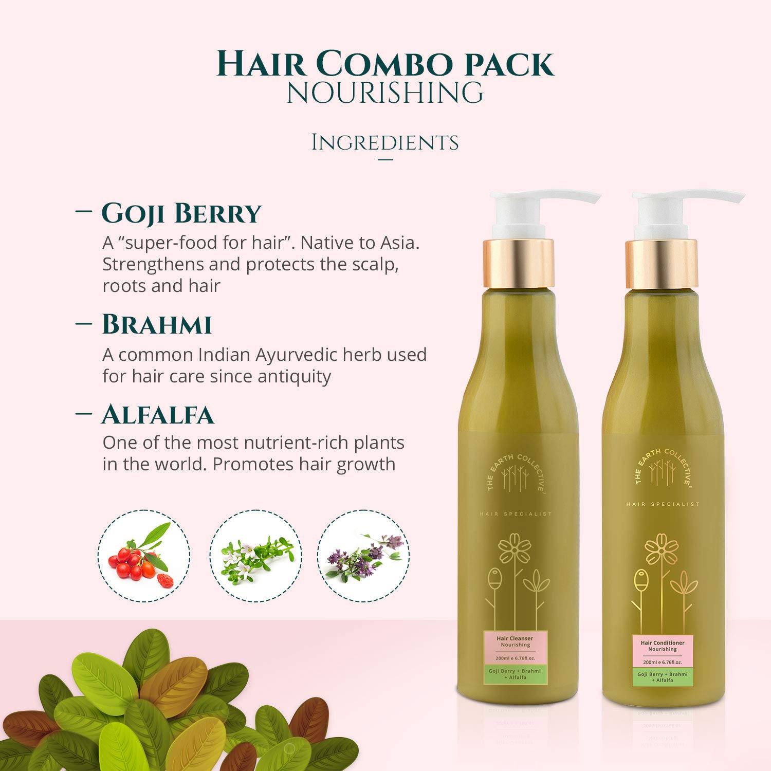 The Earth Collective Nourishing Hair Combo Pack - Shampoo & Conditioner Set (200ml Each) - For All Hair Types - Men & Women - Perfect for Daily Hair Care & Salon-Quality Results at Home