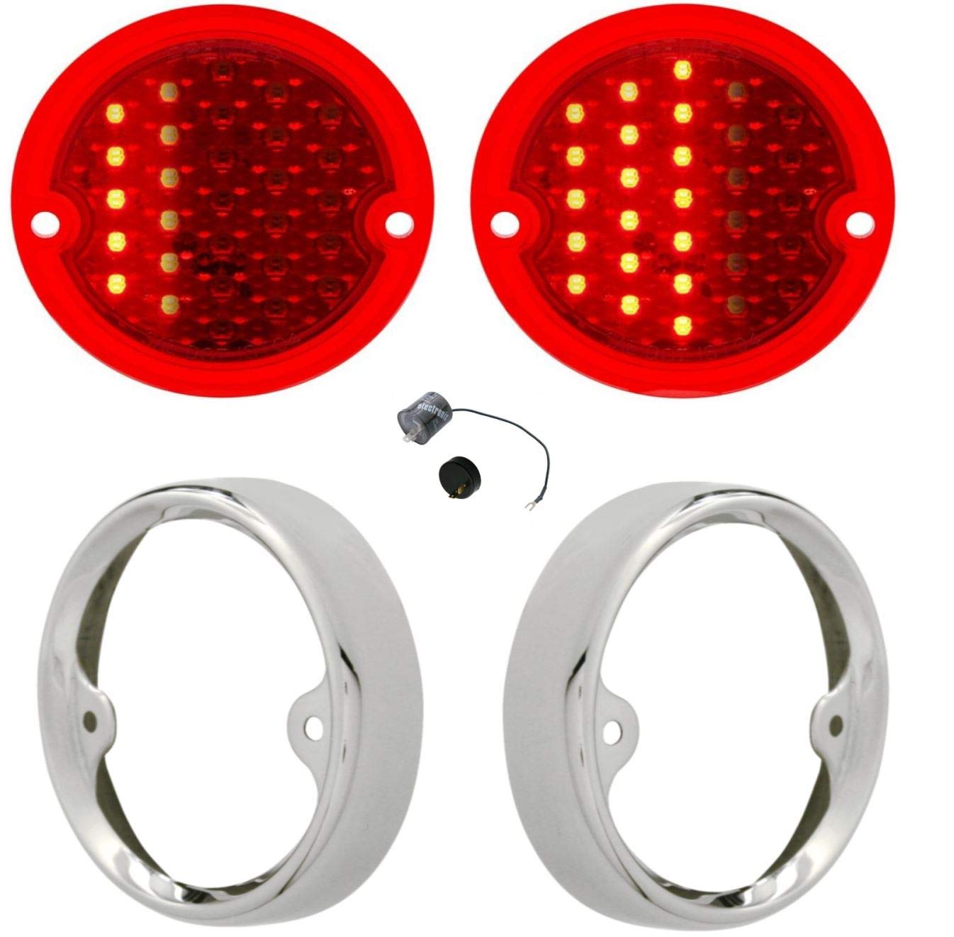 United Pacific LED Sequential Tail Light & Bezel Set for 1954-1955 Chevy & GM Stepside Trucks - Compatible with LED Flasher | Classic Truck Restoration & Custom Builds