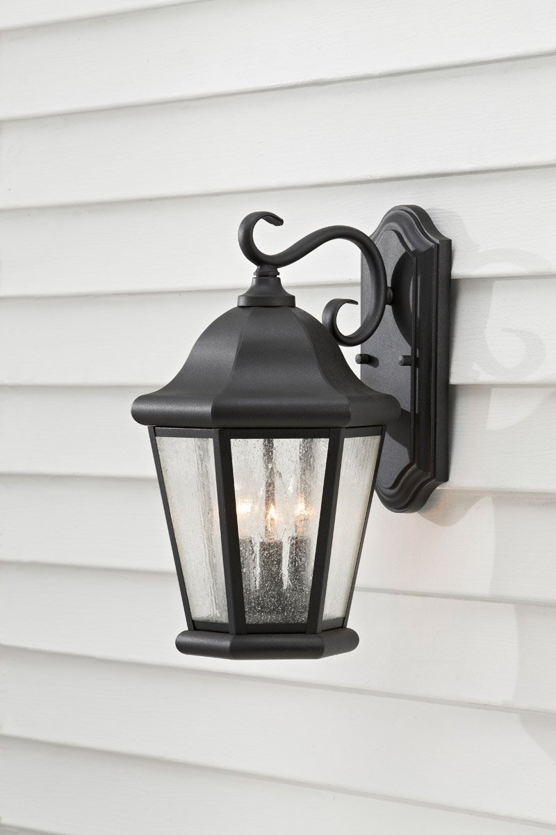 Sea Gull Lighting OL5902BK Martinsville Large 3-Light Outdoor Wall Lantern - Black Exterior Light Fixture for Porch, Patio & Garden - 10