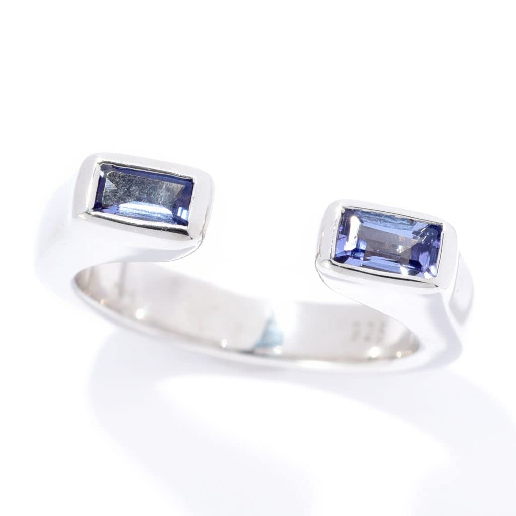 Hall Of Style Women's Sterling Silver Horseshoe Stack Ring - Choose Color, Texture & Gemstone (White/Tanzanite, Size 8) | Dainty Stackable Jewelry for Everyday Wear, Gift Giving & Boho Fashion