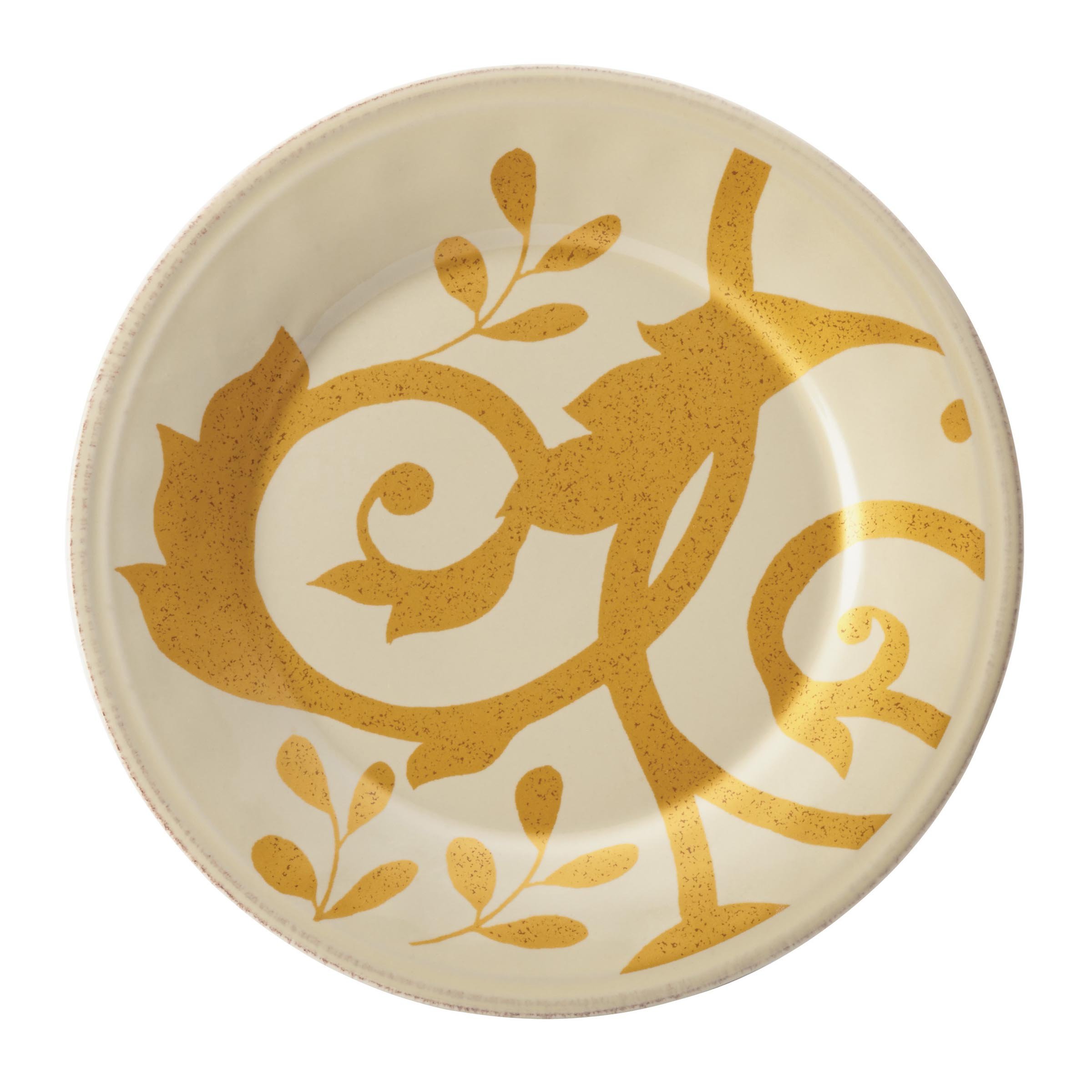 Rachael Ray Gold Scroll 4-Piece Round Appetizer Plate Set - Elegant Dinnerware for Parties, Appetizers & Entertaining - Perfect for Cocktail Parties, Weddings & Holiday Gatherings