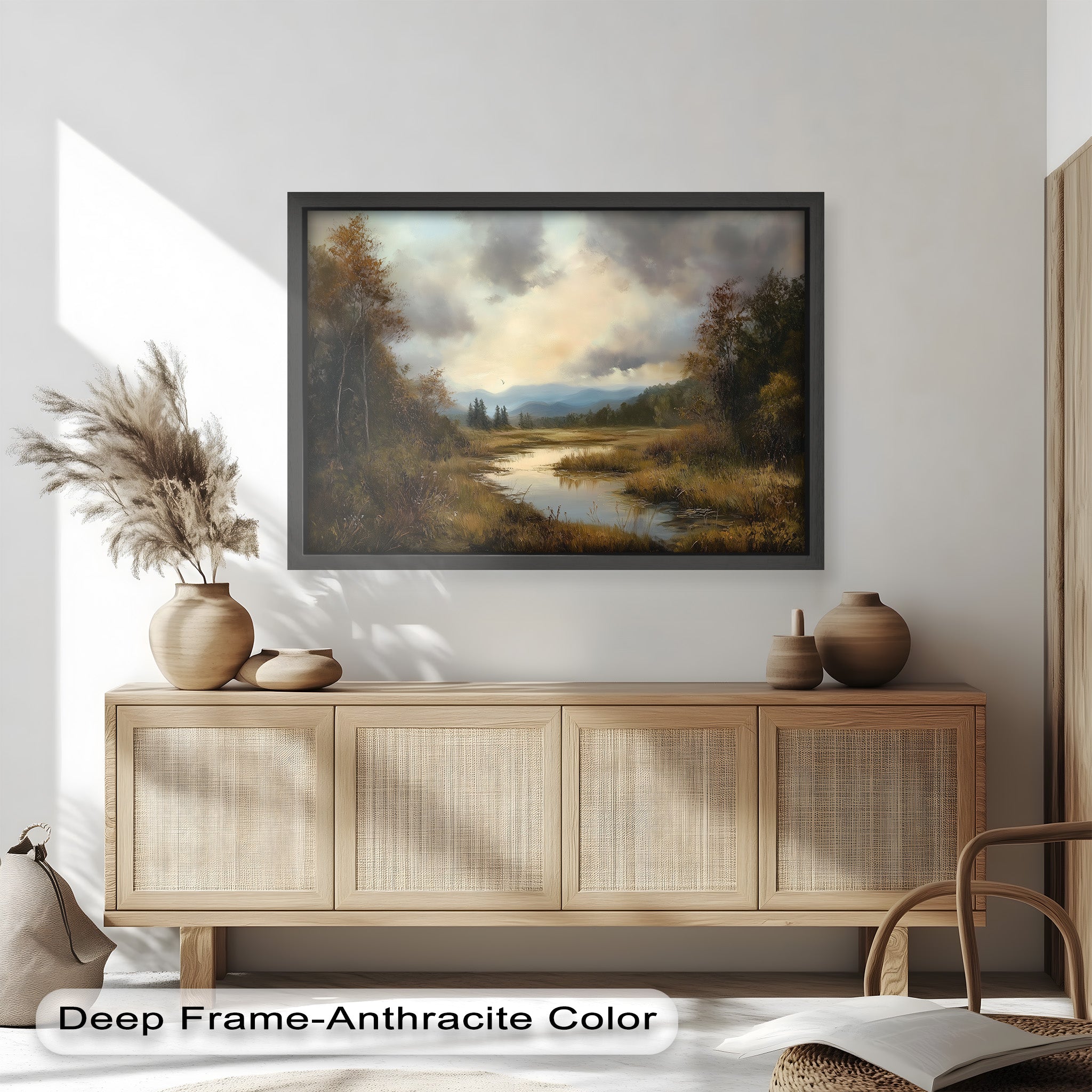 Autumn River Landscape Oil Painting - Handmade Canvas Wall Art for Living Room, Bedroom & Office Decor