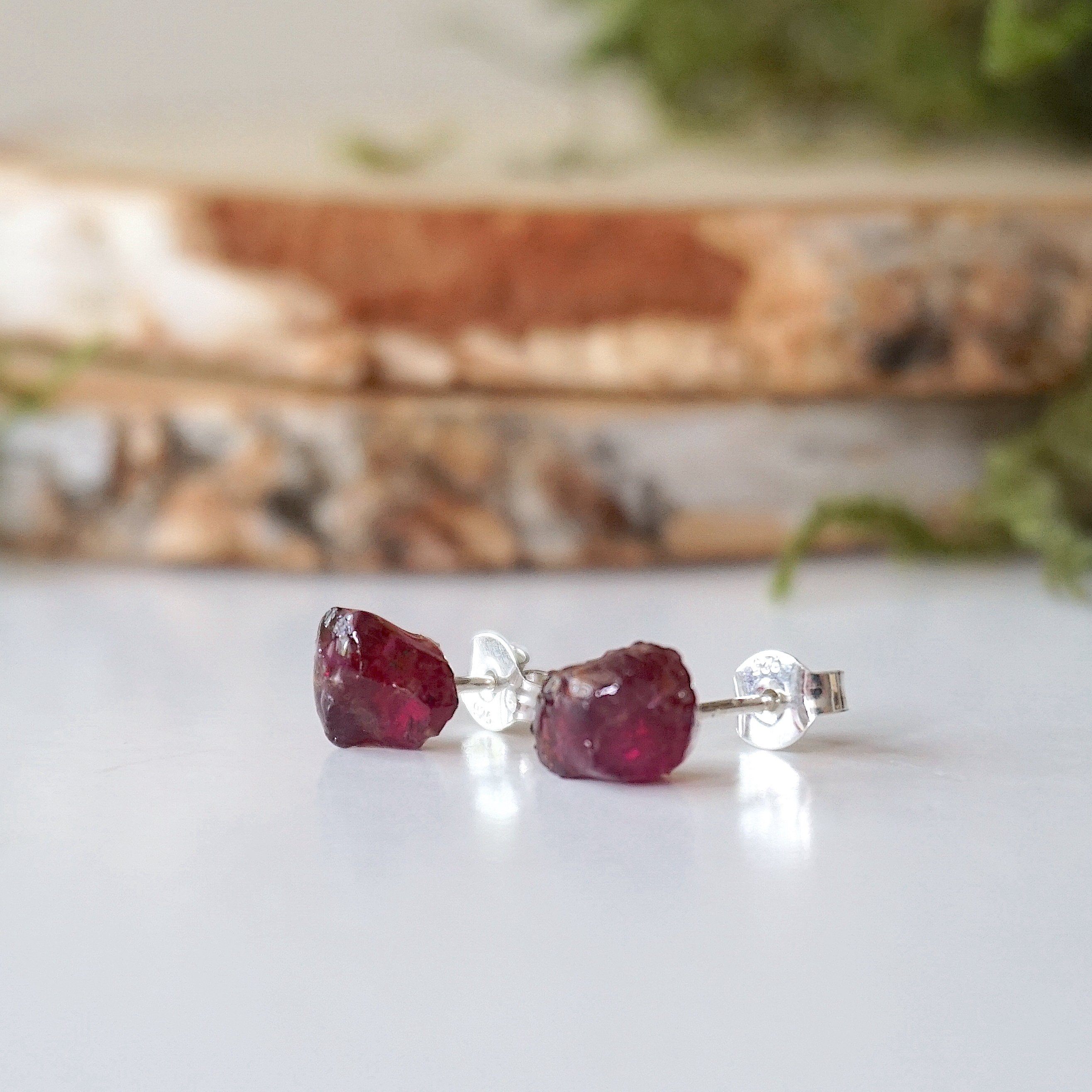 Garnet Stud Earrings for Women - 14K Gold Post Earrings | Perfect for Everyday Wear, Gift Giving & Special Occasions