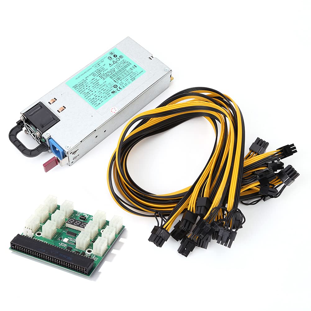 1200W LED Breakout Board with 6Pin Male to (6+2) 8Pin Male PCIe Power Supply Cables - Adapter Kit for HP GPU Mining Rigs - Perfect for Cryptocurrency Mining and Computer Power Supply Upgrades